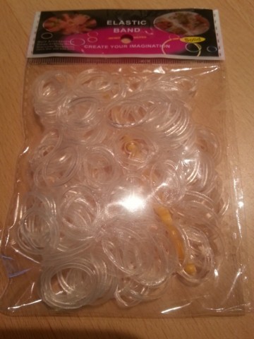 Loom bands UV wit/doorzichtig roze/paars