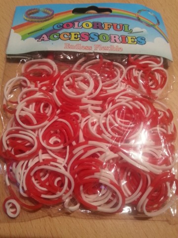 Loom bands rood/wit duokleur