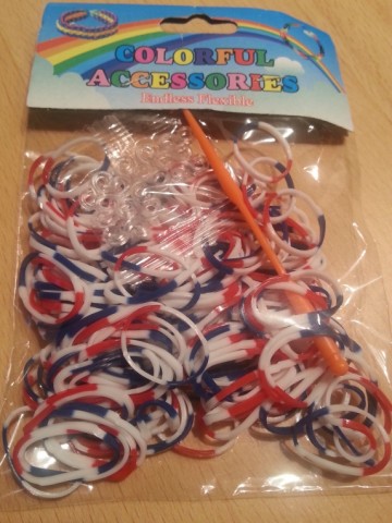 Loom bands rood/wit/blauw gestreept