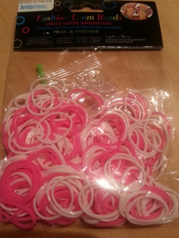 Loom bands roze/wit