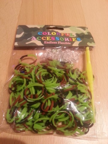 Loom Bands Camouflage groen met streep bruin en zwart