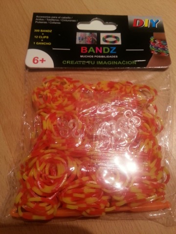 Loom Bands geel/rood gestreept