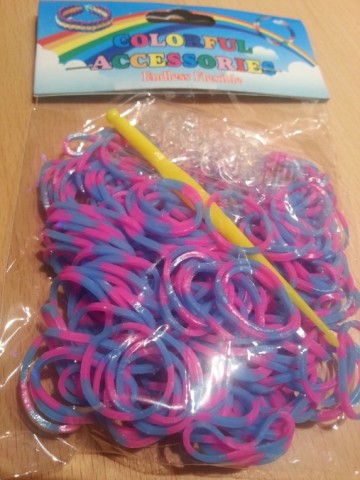 Loom Bands roze/blauw gestreept