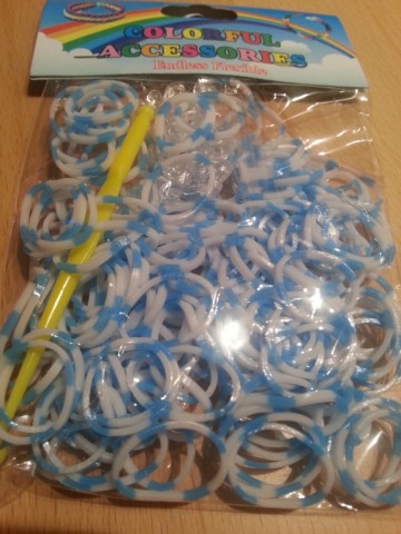 Looom Bands wit/blauw gestreept