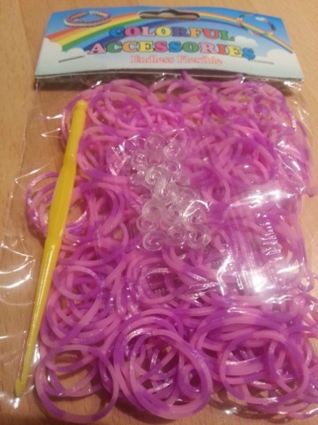 Loom Bands roze/paars gestreept