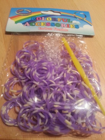 Loom Bands paars/wit gestreept
