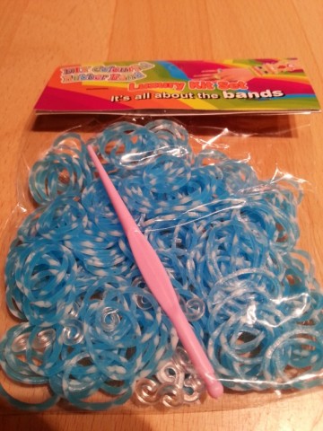 Loom Bands Glow in the Dark blauw/wit gestreept